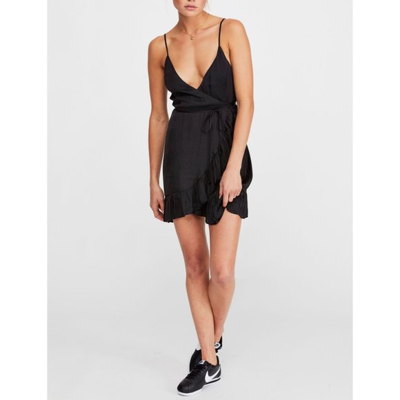 NWT Free People All My Love Shine Wrap Slip /Black - Picture 2 of 7